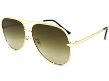 Classic Vintage Retro Aviator Style SUNGLASSES Gold Frame Honey Lens P0218