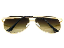 Classic Vintage Retro Aviator Style SUNGLASSES Gold Frame Honey Lens P0218
