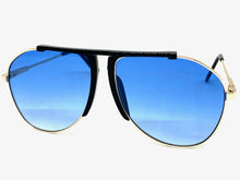 Classic Vintage Retro Aviator Style SUNGLASSES Gold Frame Blue Lens 4839