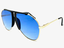 Classic Vintage Retro Aviator Style SUNGLASSES Gold Frame Blue Lens 4839