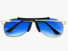 Classic Vintage Retro Aviator Style SUNGLASSES Gold Frame Blue Lens 4839