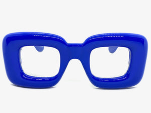 Oversized Exaggerated Retro Clear Lens EYEGLASSES Large Blue Optical Frame - RX Capable 80554