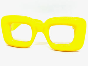 Oversized Exaggerated Retro Clear Lens EYEGLASSES Large Yellow Optical Frame - RX Capable 80554