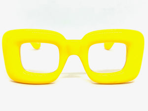 Oversized Exaggerated Retro Clear Lens EYEGLASSES Large Yellow Optical Frame - RX Capable 80554