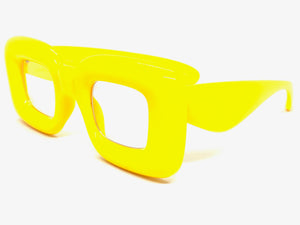 Oversized Exaggerated Retro Clear Lens EYEGLASSES Large Yellow Optical Frame - RX Capable 80554