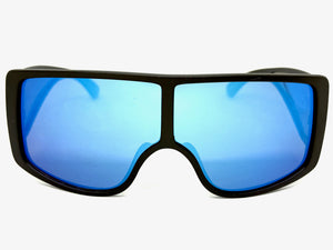 Futuristic Modern Rerto Blinder Shield Style SUNGLASSES Black Frame 6361