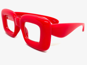 Oversized Exaggerated Retro Clear Lens EYEGLASSES Large Red Optical Frame - RX Capable 80554