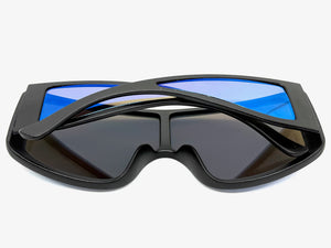 Futuristic Modern Rerto Blinder Shield Style SUNGLASSES Black Frame 6361