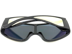 Futuristic Modern Rerto Blinder Shield Style SUNGLASSES Black Frame 6361