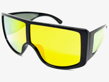 Futuristic Modern Rerto Blinder Shield Style SUNGLASSES Black Frame 6361