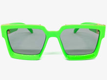 Classic Vintage Retro Hip Hop Style SUNGLASSES Large Square Neon Green Frame 30392