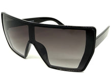 Oversized Futuristic Modern Rerto Shield Style SUNGLASSES Large Black Frame 7407