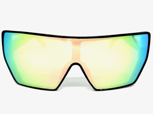 Oversized Futuristic Modern Rerto Shield Style SUNGLASSES Large Black Frame 7407