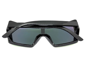 Oversized Futuristic Modern Rerto Shield Style SUNGLASSES Large Black Frame 7407