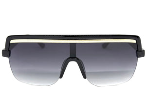 Oversized Elegant Modern Rerto Shield Style SUNGLASSES Large Black Frame 8300