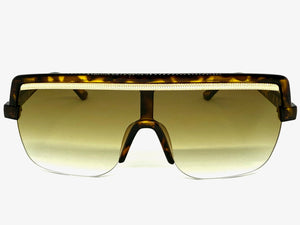 Oversized Elegant Modern Rerto Shield Style SUNGLASSES Large Tortoise Frame 8300