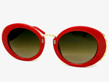 Exaggerated Vintage Retro Funky Hippie Style SUNGLASSES Round Red & Gold Frame P8216