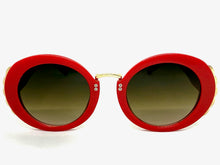Exaggerated Vintage Retro Funky Hippie Style SUNGLASSES Round Red & Gold Frame P8216