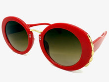 Exaggerated Vintage Retro Funky Hippie Style SUNGLASSES Round Red & Gold Frame P8216