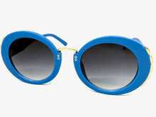 Exaggerated Vintage Retro Funky Hippie Style SUNGLASSES Round Blue & Gold Frame P8216