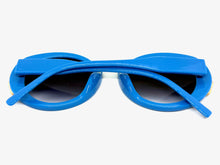 Exaggerated Vintage Retro Funky Hippie Style SUNGLASSES Round Blue & Gold Frame P8216