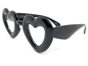 Exaggerated Retro Clear Lens EYEGLASSES Large Heart Shape Black Frame 80557