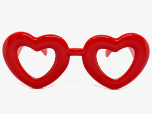 Exaggerated Retro Clear Lens EYEGLASSES Large Heart Shape Red Frame 80557