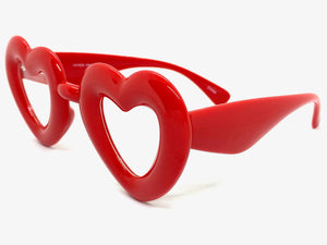 Exaggerated Retro Clear Lens EYEGLASSES Large Heart Shape Red Frame 80557