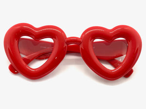 Exaggerated Retro Clear Lens EYEGLASSES Large Heart Shape Red Frame 80557