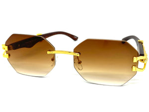 Classy Elegant Sophisticated Modern Luxury Style SUNGLASSES Rimless Gold Frame 5250