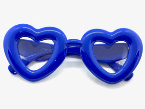 Exaggerated Retro Clear Lens EYEGLASSES Large Heart Shape Blue Frame 80557