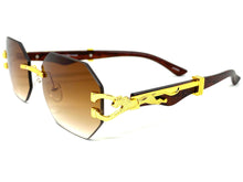 Classy Elegant Sophisticated Modern Luxury Style SUNGLASSES Rimless Gold Frame 5250