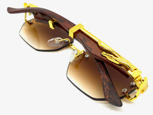 Classy Elegant Sophisticated Modern Luxury Style SUNGLASSES Rimless Gold Frame 5250