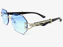 Classy Elegant Sophisticated Modern Luxury Style SUNGLASSES Rimless Silver Frame 5250