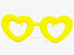 Exaggerated Retro Clear Lens EYEGLASSES Large Heart Shape Yellow Frame 80557