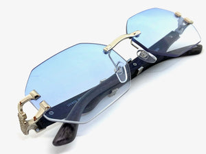 Classy Elegant Sophisticated Modern Luxury Style SUNGLASSES Rimless Silver Frame 5250