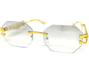 Classy Elegant Sophisticated Modern Luxury Style SUNGLASSES Rimless Gold Frame 5250