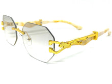 Classy Elegant Sophisticated Modern Luxury Style SUNGLASSES Rimless Gold Frame 5250