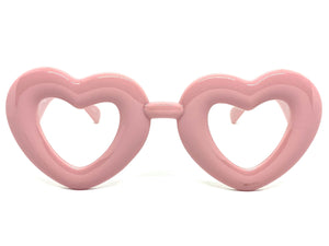 Exaggerated Retro Clear Lens EYEGLASSES Large Heart Shape Pink Frame 80557