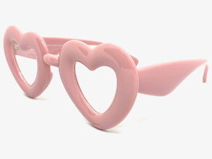 Exaggerated Retro Clear Lens EYEGLASSES Large Heart Shape Pink Frame 80557