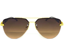 Classy Elegant Luxury Retro Aviator Hip Hop Style SUNGLASSES Gold & Faux Wood Frame 4063