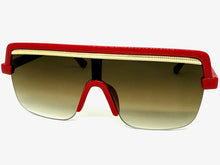 Oversized Elegant Modern Rerto Shield Style SUNGLASSES Large Red Frame 1032
