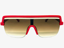 Oversized Elegant Modern Rerto Shield Style SUNGLASSES Large Red Frame 1032