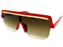Oversized Elegant Modern Rerto Shield Style SUNGLASSES Large Red Frame 1032