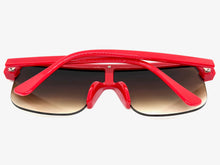 Oversized Elegant Modern Rerto Shield Style SUNGLASSES Large Red Frame 1032