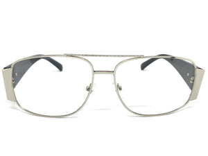 Classic Vintage Retro Hip Hop Aviator Style Clear Lens EYEGLASSES Large Silver Frame 9665