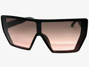 Oversized Futuristic Modern Rerto Shield Style SUNGLASSES Large Black Frame 5484