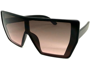 Oversized Futuristic Modern Rerto Shield Style SUNGLASSES Large Black Frame 5484