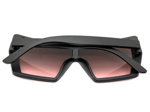 Oversized Futuristic Modern Rerto Shield Style SUNGLASSES Large Black Frame 5484