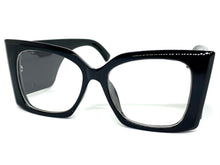 Oversized Exaggerated Retro Cat Eye Style Clear Lens EYEGLASSES Super Thick Black Optical Frame - RX Capable 6107
